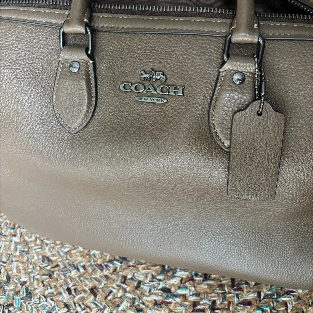 Coach Large Rowen in Dark Slate Pebbled Leather Bowling